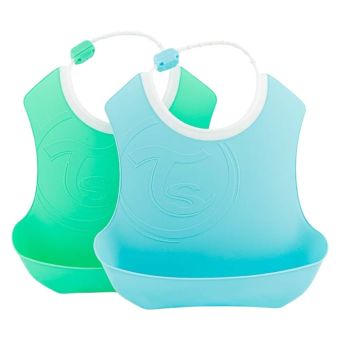 Babero Twistshake 4+m Verde/Celeste x2 Un