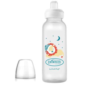 Biberón de Polipropileno de Transición Boca Estrecha con Boquilla León 8oz/250ml - Dr. Brown's