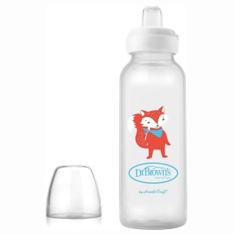 Biberón de Polipropileno de Transición Boca Estrecha con Boquilla Zorro 8oz/250ml - Dr. Brown's
