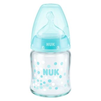 Biberón First Choice+ de Vidrio 120ml 0-6 Meses Niño Celeste - NUK
