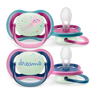 Chupón Ultra Air NightTime 6-18M Niña x2 Unid Philips Avent