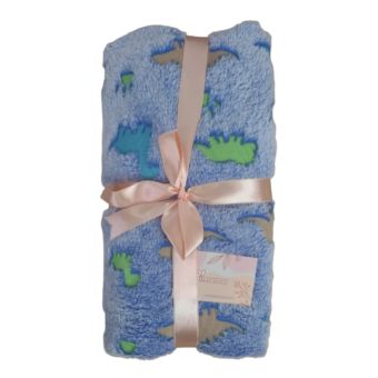 Manta Aimama Luminosa Celeste Diseño de Dinosaurio