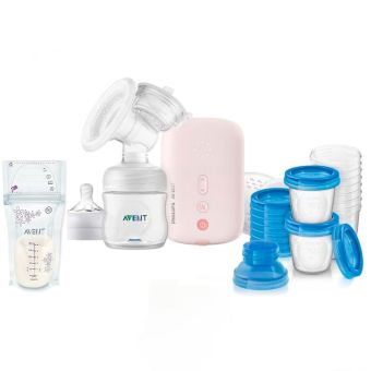 Pack Extractor Eléctrico Simple + Bolsas x25 + Recipiente de Leche 10pcs Philips Avent