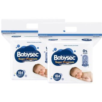 Pack Toallitas Húmedas BABYSEC Super Premium Paquete 184un x 2un