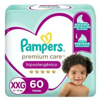 Pañales para Bebés Pampers Premium Care Talla XXG 60un