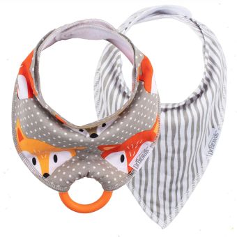 Set 2 Baberos Bandana con Mordedor Zorro y Rayas - Dr. Brown's