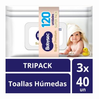 Toallitas Húmedas BABYSEC Super Premium 8 99% Agua Paquete 120un