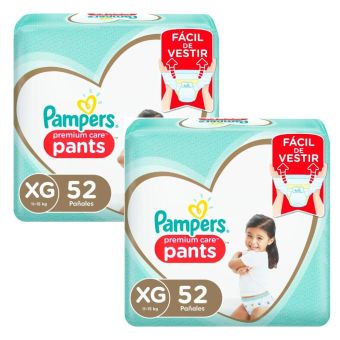 Twopack Pants para Bebé Pampers Premium Care Talla XG 52un