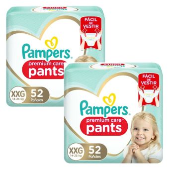 Twopack Pants para Bebé Pampers Premium Care Talla XXG 52un